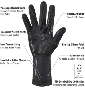 Neoprene Gloves Buddyswim Trilaminate Warmth 2.5mm