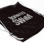 Large black drawstring bag MESH BAG - Black/white