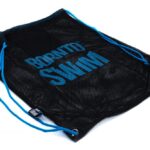 Large black drawstring bag MESH BAG - Black/blue
