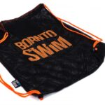 Large black drawstring bag MESH BAG - Black/orange