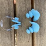 Set - nose clipper and silicone earplugs - Blue and pink