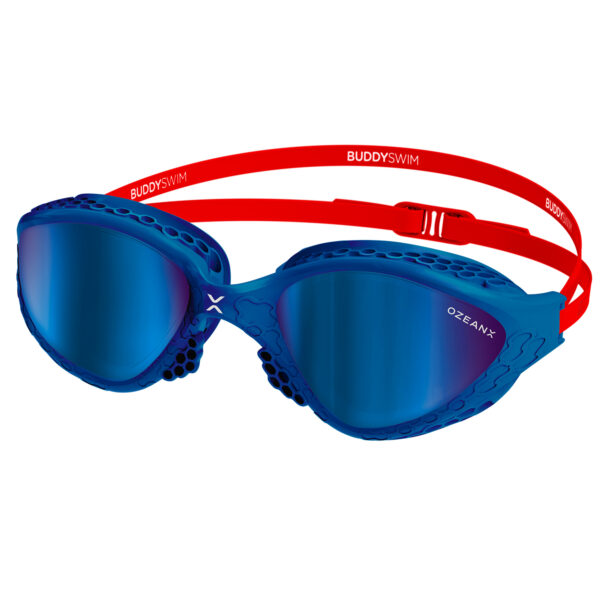 Buddyswim Goggles OzeanX Navy-Red/Blue Mirror