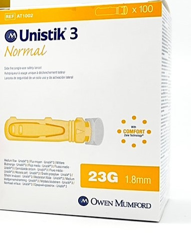 Lactate Plus Lancets Ασφαλείας Unistik 3 Normal 23G (100 τεμάχια)