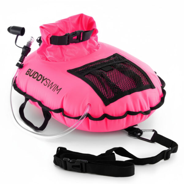 Pro Hydrastation : Σημαδούρα Ασφαλείας Buddyswim χωρητικότητας 10 λίτρων με ενσωματωμένη αποθήκη πόσιμου νερού 1 λίτρου (ροζ)